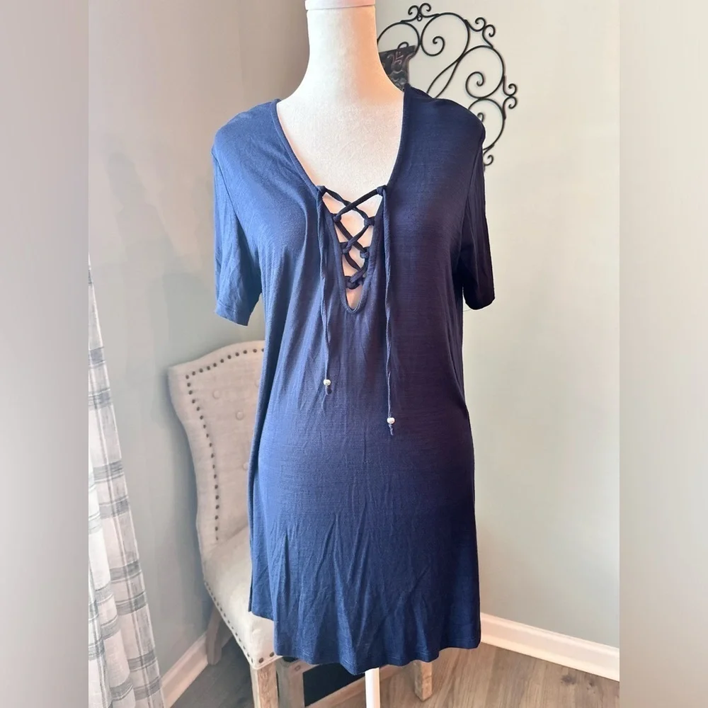 L NWT pacific beach nwt lace up swim suit cover up beach summer dress vaca - Picture 7 of 7